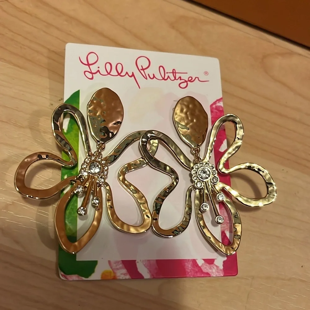 Lily Pulitzer Butterfly gold‎ metallic earrings